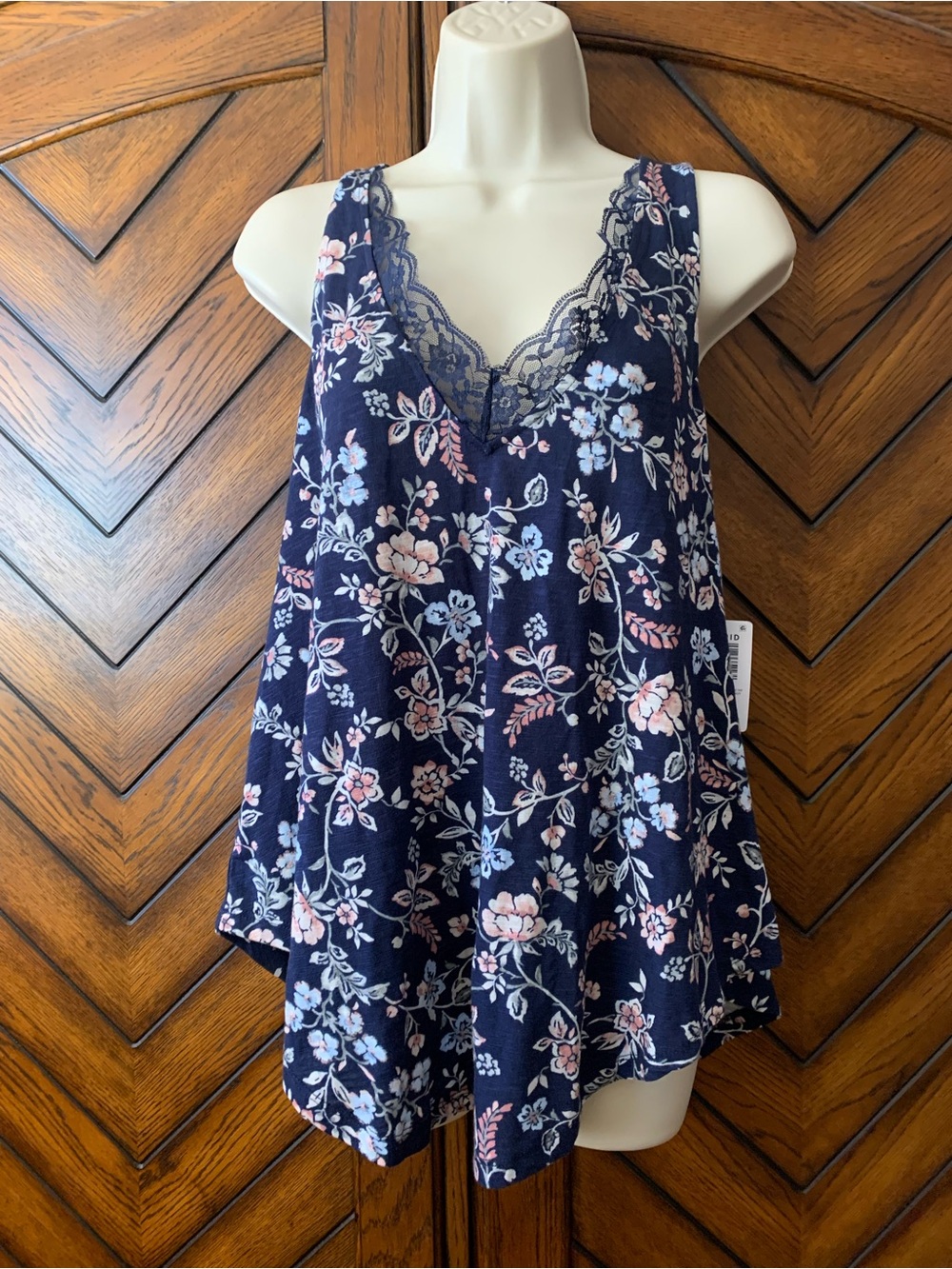 Torrid blue floral print tank top 00 large
